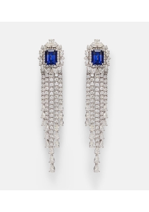 Yeprem Reign Supreme 18kt white gold drop earrings with diamonds and sapphires