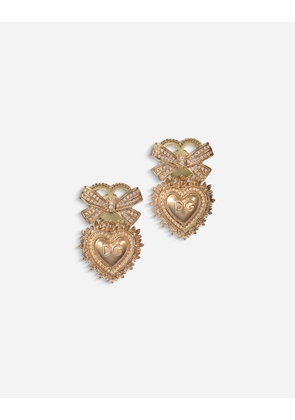 Dolce & Gabbana Devotion Earrings 18 Carat Yellow Gold And Diamonds - Woman Earrings Gold Onesize