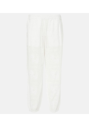 Tory Burch Broderie anglaise cotton cropped pants