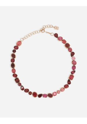 Dolce & Gabbana Rainbow Monochrome Necklace 18 Carat Red Gold And Pink Tourmalines - Woman Necklaces Red Gold Onesize