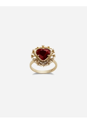 Dolce & Gabbana Devotion Ring 18 Carat Yellow Gold And Red Rhodolite Garnet - Woman Rings Gold 50