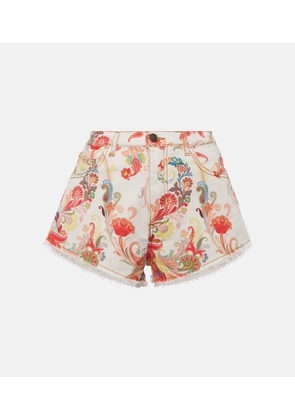 Etro Mid-rise paisley denim shorts