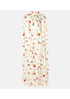 Rodarte Floral caped silk maxi dress