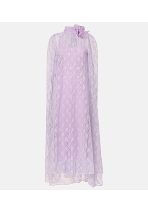 Rodarte Caped floral lace midi dress