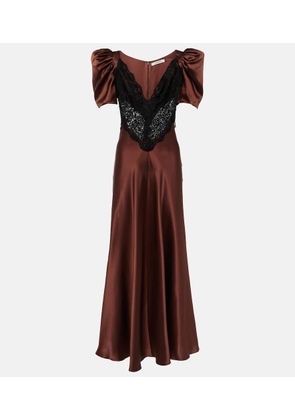 Rodarte Lace-trimmed silk charmeuse gown