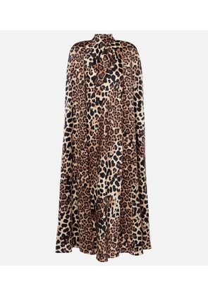 Rodarte Leopard-print caped silk charmeuse gown