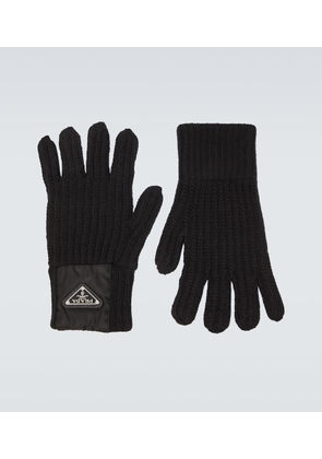 Prada Ribbed-knit wool and cashmere gloves