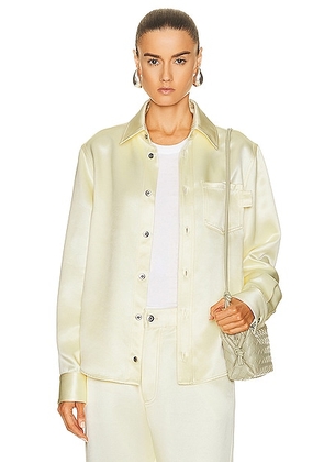 Bottega Veneta Silk Twill Long Sleeve Shirt in Camomile - Yellow. Size 34 (also in 40, 36, 38).