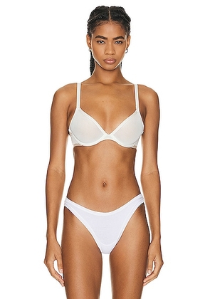 CUUP Mesh Plunge Bra in Salt - White. Size 34A (also in 36B, 36D, 38B).