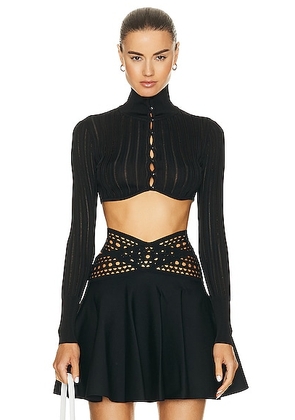 ALAÏA Crinoline Cardigan in Noir  - Black. Size 42 (also in 44).