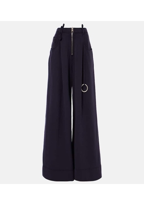 The Attico High-rise cotton wide-leg pants