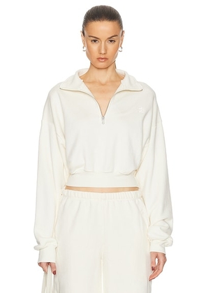 Eterne Cropped Half Zip Sweatshirt in Cream - Cream. Size L (also in XL).