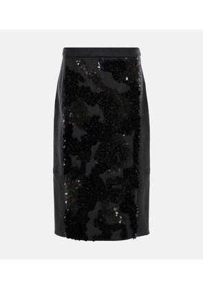 Plan C Sequined wool-blend midi skirt