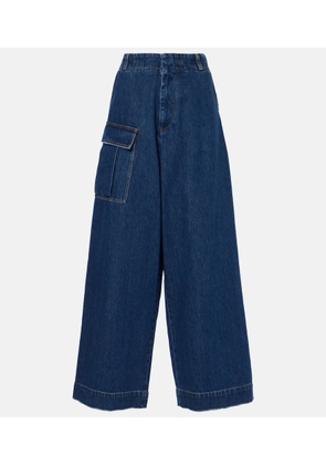 Plan C Mid-rise denim wide-leg pants
