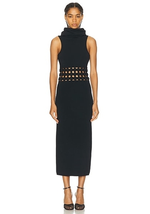 ALAÃA Hooded Highneck Dress in Noir Alaia - Black. Size 40 (also in 38).