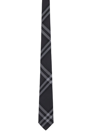 Burberry Check Tie in Charcoal - Black. Size all.
