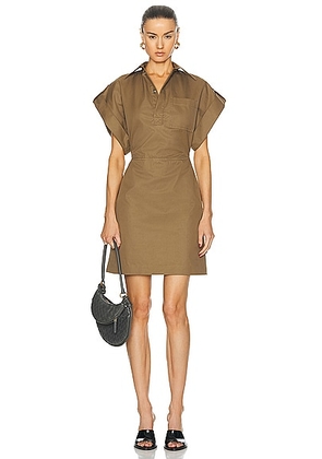 Bottega Veneta Cotton Gabardine Dress in Dark Sand - Tan. Size 34 (also in 36, 40).