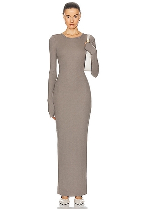 Eterne Long Sleeve Crewneck Maxi Dress in Clay - Taupe. Size XS (also in ).