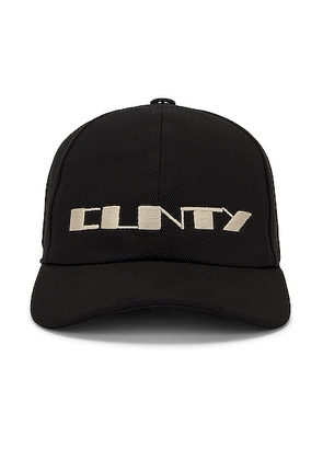 DRKSHDW by Rick Owens Cunty Baseball Cap in Black & Pearl - Black. Size L (also in S, M).