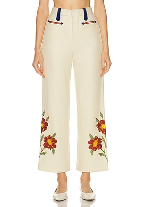 BODE Grandiflora Trouser in Cream - Cream. Size 25 (also in 27, 28, 29).