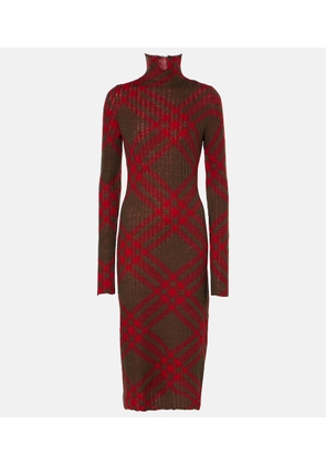 Burberry Burberry Check ribbed-knit midi dress