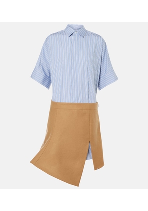 Sacai Melton cotton poplin and wool minidress