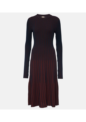 Tod's Striped pleated ribbed-knit midi dress