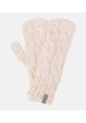 Brunello Cucinelli Embellished cable-knit wool gloves