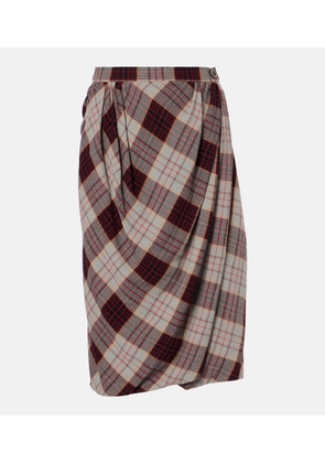Vivienne Westwood Drunken Drape checked midi skirt