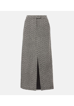 Self-Portrait Herringbone high-rise midi skirt