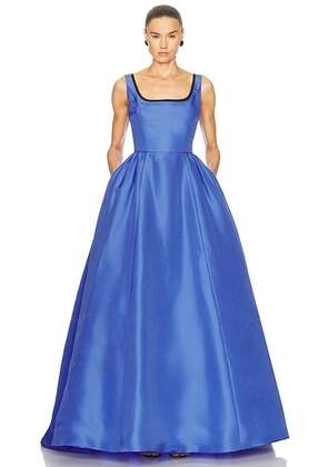 Carolina Herrera Sleeveless Scoopneck Gown in Delphinium Multi - Blue. Size 4 (also in 6).