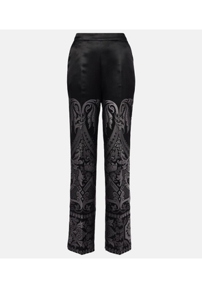 Etro Printed silk-blend wide-leg pants