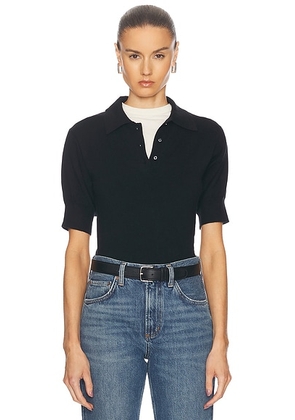 Eterne Journey Cashmere Polo Top in Black - Black. Size L/XL (also in M/L).