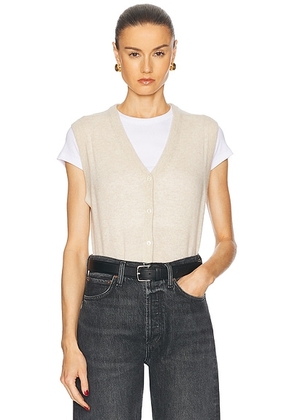 Eterne Elton Cashmere Cardigan Vest in Oatmeal - Beige. Size M/L (also in ).