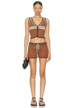 Akoia Swim For Fwrd Vest & Short Set in Brown - Brown. Size L (also in M, S, XS).