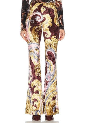 Etro Flare Pant in Print On Yellow Base - Brown,Yellow. Size 36 (also in 40).