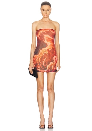 Alexander Wang Hotfix Crystal Strapless Mini Dress in Red & Clear - Orange. Size L (also in XS, S).