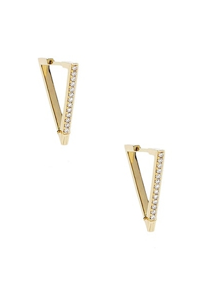 AZLEE V Pave Diamond Hoop Earrings in 18k Yellow Gold & Diamond - Metallic Gold. Size all.