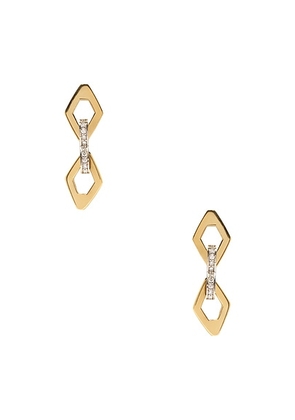 AZLEE Lozenge Diamond Chain Earrings in 18k Yellow Gold & Diamond - Metallic Gold. Size all.