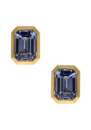 AZLEE Rich Small Sapphire Stud Earrings in 18k Yellow Gold & Sapphire - Metallic Gold. Size all.