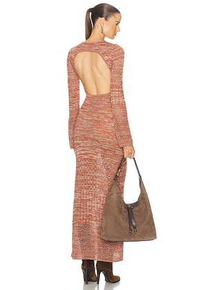 ESCVDO Murga Maxi Dress in Lacre & Beige - Beige. Size L (also in S, M).