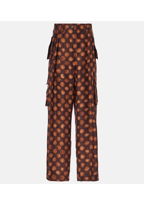 Dries Van Noten Printed silk cargo pants