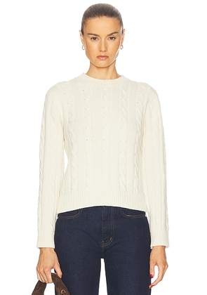 &Daughter Cable Crewneck Sweater in Ecru - Ivory. Size L (also in S).