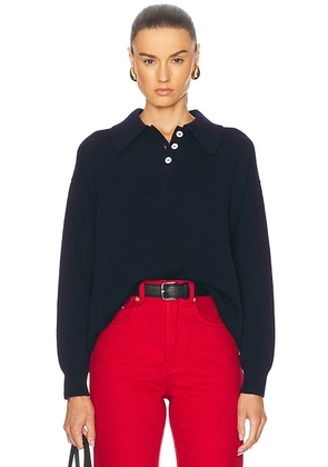 &Daughter Edith Plain Polo Sweater in Navy - Navy. Size L (also in XS, S).