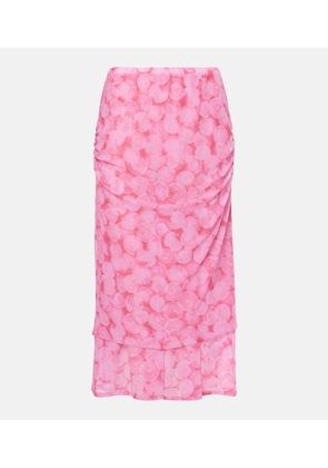 Dries Van Noten Printed gathered jersey midi skirt