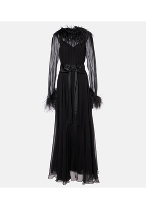 Dolce&Gabbana Feather-trimmed silk chiffon gown