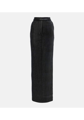 Alex Perry Column embellished pinstripe velvet maxi skirt