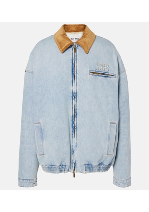 Miu Miu Logo denim puffer jacket