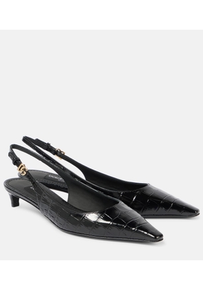 Dolce&Gabbana Croc-effect patent leather slingback pumps