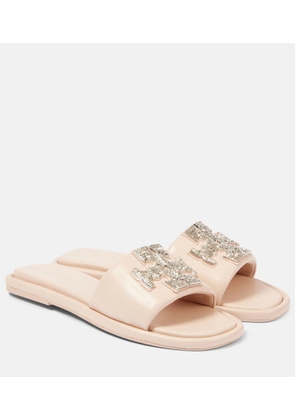 Tory Burch Double T embellished leather slides